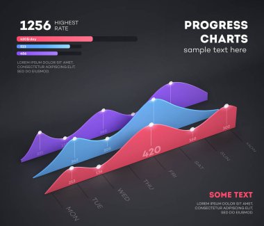 Açık renkli modern Infographic öğelerinde. İş grafiği. Vektör çizim