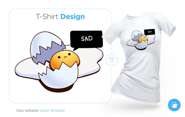 Broken Egg Shirt Design Print Clothes Posters Souvenirs Vector Illustration — Stock Vector