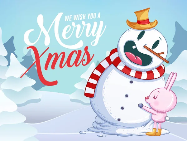 Merry Christmas Gratulationskort Retrodesign Vektorillustration — Stock vektor