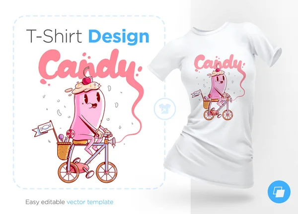 Dulces Bicicleta Huellas Camisetas Sudaderas Fundas Para Teléfonos Móviles Recuerdos — Archivo Imágenes Vectoriales