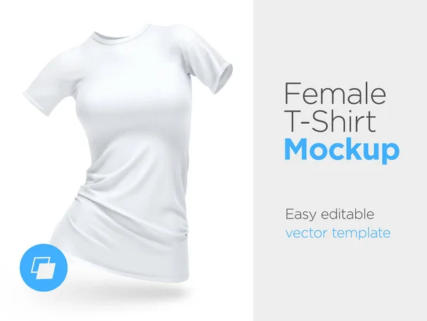 Plantilla Realista Blanco Blanco Mujer Camiseta Ropa Algodón Ilustración Vectorial — Vector de stock