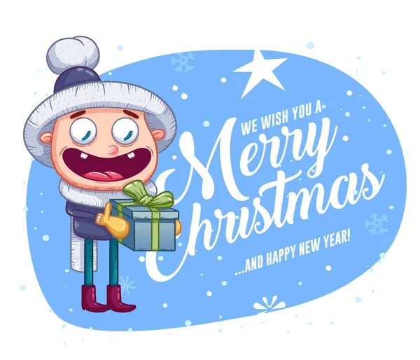 Merry Christmas Gratulationskort Retrodesign Vektorillustration — Stock vektor