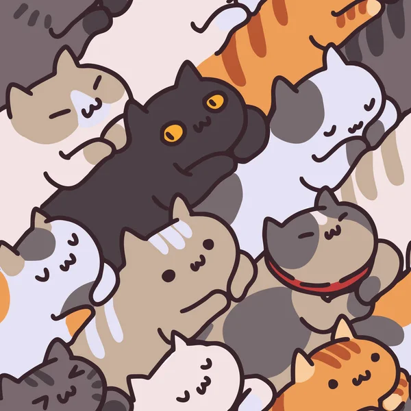 Bezszwowe Kot Wzór Kreskówka Zwierzęta Tła Idealny Tkaniny Tapeta Papier — Wektor stockowy