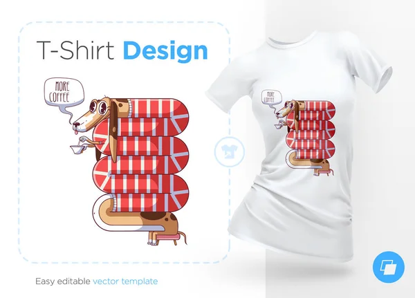 Dachshund Beber Chá Impressões Shirts Camisolas Estojos Para Telemóveis Lembranças — Vetor de Stock