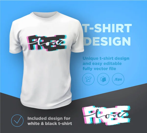 Δωρεάν Αγάπη Παραθέτω Τυπογραφική Εκτύπωση Σχεδιασμός Πρότυπο Για Shirt Εικονογράφηση — Διανυσματικό Αρχείο
