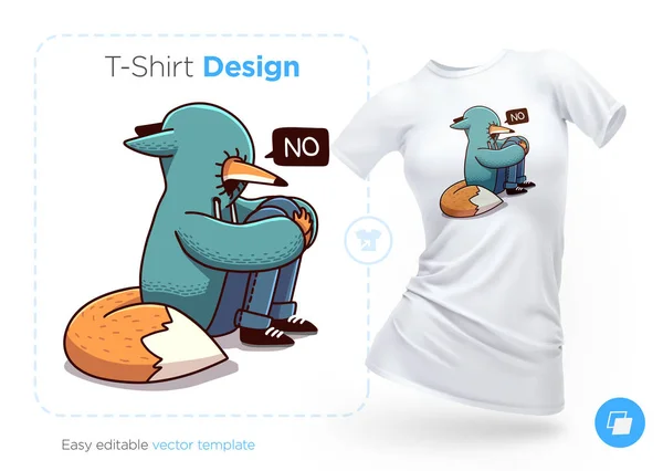 在连帽 T恤设计的冒犯狐狸 打印衣服 海报或纪念品 向量例证 — 图库矢量图片