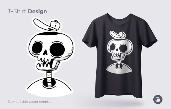 Divertido Esqueleto Ilustración Impresión Camisetas Sudaderas Souvenirs Vector — Vector de stock