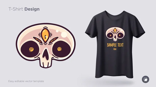 Mystisches Totenkopf Shirt Design Druck Für Kleidung Poster Oder Souvenirs — Stockvektor