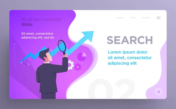 プレゼンテーション スライド テンプレートまたは Web サイト またはアプリケーションのヒーロー バナー画像 ビジネス コンセプト イラスト — ストックベクタ