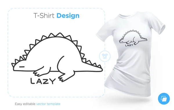 怠惰な恐竜 シャツ デザイン ポスターやお土産の印刷します ベクトル図 — ストックベクタ