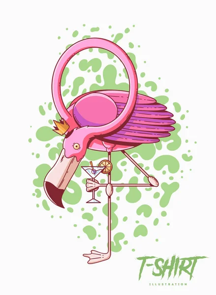 Affisch Kort Eller Shirt Print Med Eleganta Flamingo Trendiga Hipster — Stock vektor