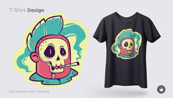 Szkielet Ilustracja Drukować Shirty Bluzy Pamiątki Wektor — Wektor stockowy