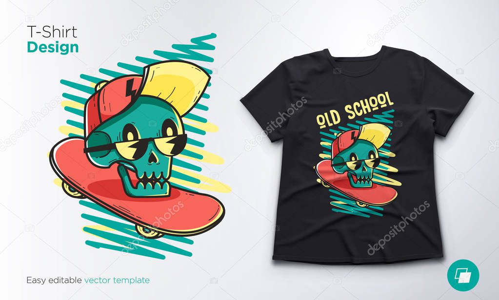 Funny skeleton. Print on T-shirts, sweatshirts and souvenirs. Vector illustration