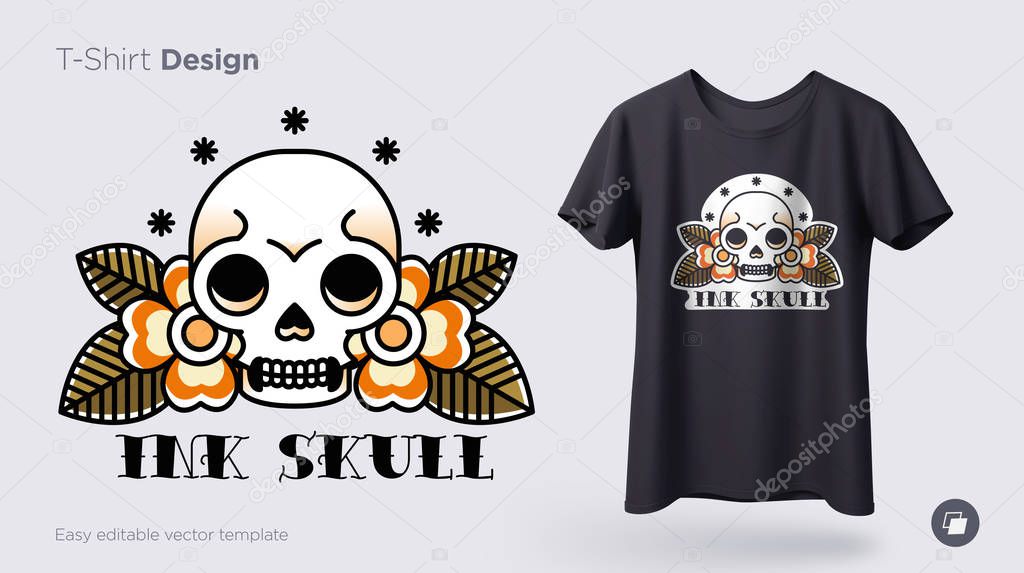 Funny skeleton illustration. Print on T-shirts, sweatshirts and souvenirs. Vector