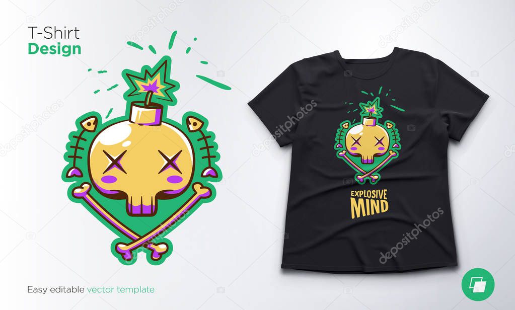 Funny skeleton. Print on T-shirts, sweatshirts and souvenirs. Vector illustration