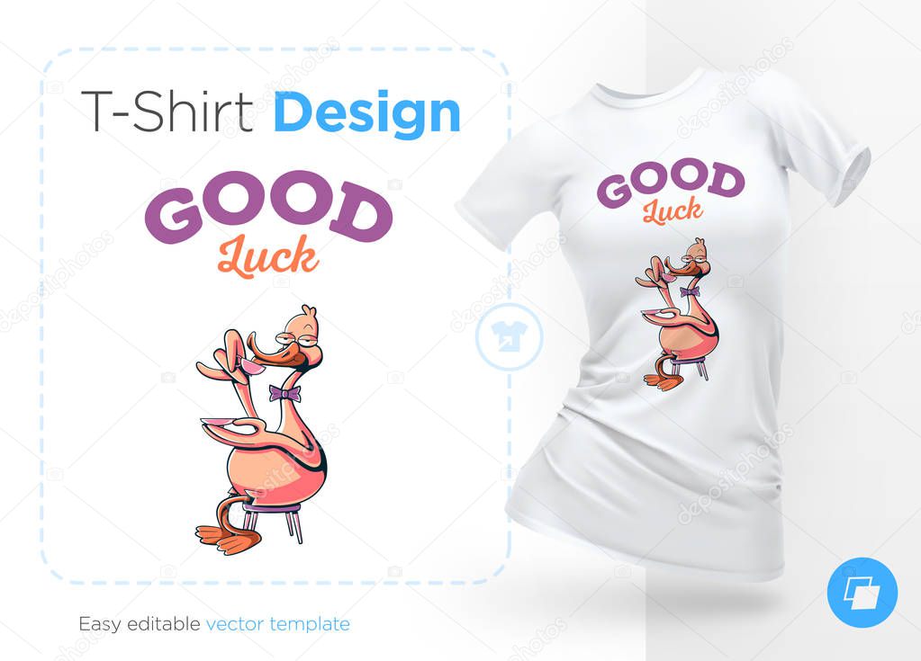 Stylish duck. Print on T-shirts, sweatshirts, cases for mobile phones, souvenirs. Vector illustration on white background.