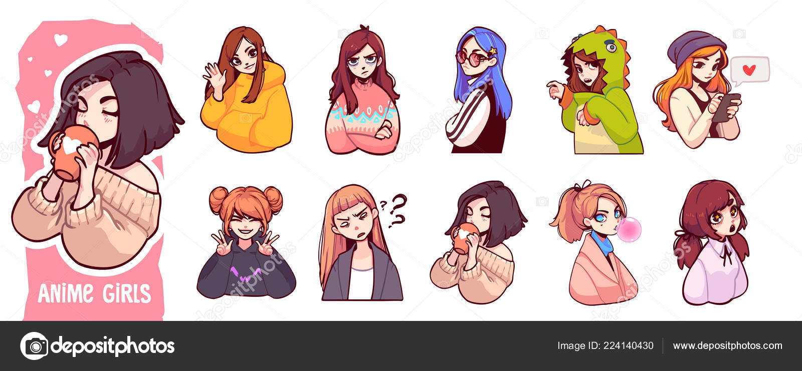 Cute Manga Girl Images Vectorielles Cute Manga Girl Vecteurs Libres De Droits Depositphotos