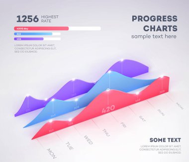Açık renkli modern Infographic öğelerinde. İş grafiği. Vektör çizim