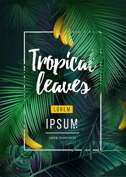 Fondo Tropical Brillante Con Plantas Selva Patrón Exótico Con Hojas — Vector de stock