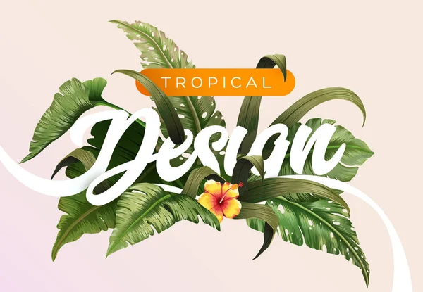 Hellen Tropischen Hintergrund Mit Dschungelpflanzen Exotisches Muster Mit Tropischen Blättern — Stockvektor