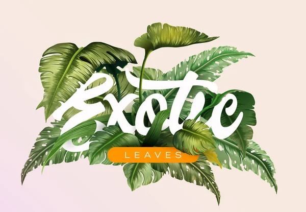 Hellen Tropischen Hintergrund Mit Dschungelpflanzen Exotisches Muster Mit Tropischen Blättern — Stockvektor