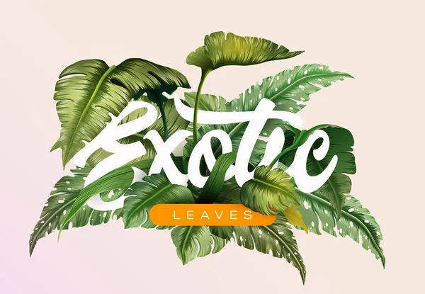 Fundo Tropical Brilhante Com Plantas Selva Padrão Exótico Com Folhas —  Vetores de Stock