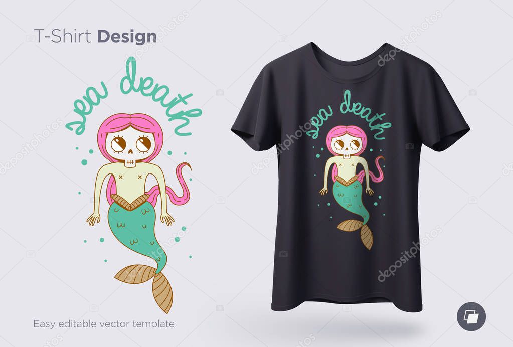 Funny skeleton illustration. Print on T-shirts, sweatshirts and souvenirs. Vector