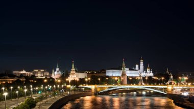 Panoramik Moskova Kremlin ve nehir, Rusya Federasyonu