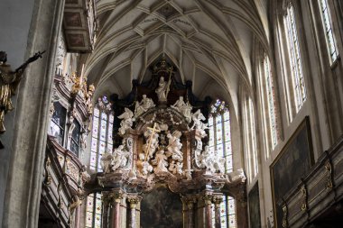 Avrupa. Graz. Avusturya Eylül 2018. Cathedral St. Catherine Graz iç görünüm