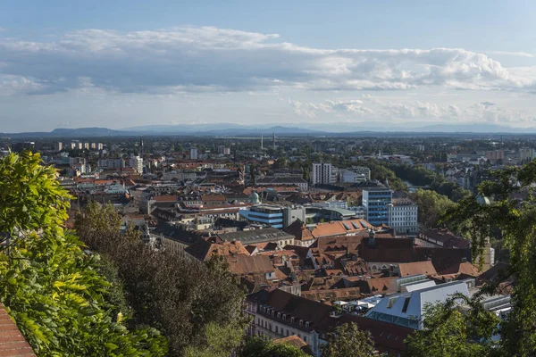 Austria.Graz. Church Mariahilf and square in center city — Stock Photo, Image