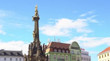 Çek Cumhuriyeti. Olomouc Eylül 2018. Kutsal Trinity sütun eski şehrin ana Meydanı.