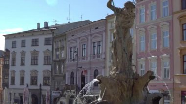 Olomouc, Çek Cumhuriyeti Eylül 2018. Neptün Çeşmesi görünümünü