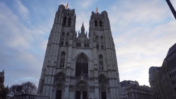 Bélgica Bruselas Catedral San Miguel Timelapse — Vídeo de stock