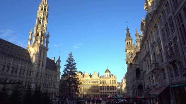 Belgium. Idő telik el karácsonyi tér Grand-Place, Brüsszel — Stock videók