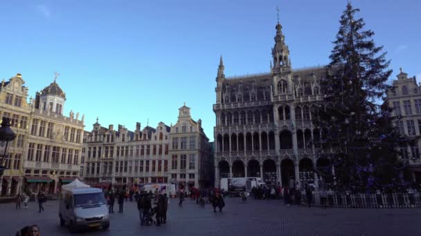 Bélgica diciembre 2018. Time lapse Plaza de Navidad Grand-Place en Bruselas — Vídeos de Stock