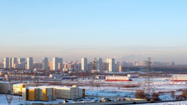 Kentsel peyzaj. Moskova, Rusya uyku alanının üstten görünüm