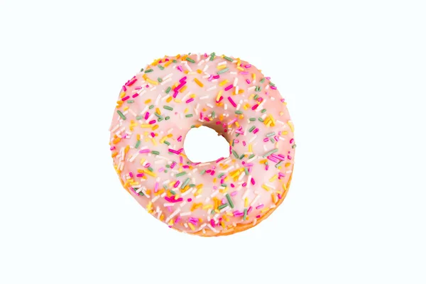 Fresh donut with icing isolated on white background — Stock Photo, Image