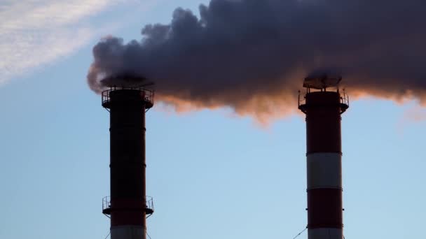 Contaminación atmosférica procedente de tuberías industriales — Vídeo de stock