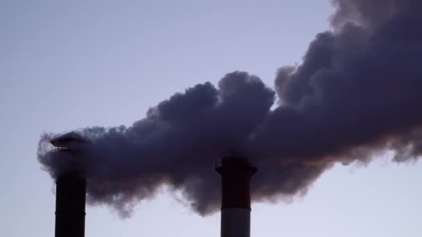 Air pollution from industrial plant pipes — Stock Video