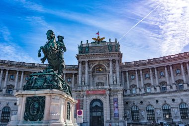 Viyana, Avusturya Eylül 2018. Heldenplatz ile Viyana 'daki Hofburg Sarayı