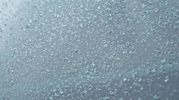 Kapky deště na čelní sklo auta — Stock video