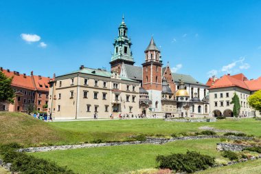 Haziran 2019 Krakow Polonya. Wawel - Kraliyet kalesi