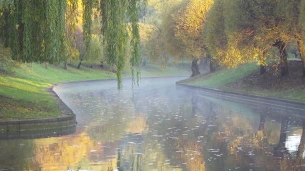 Paysage d'automne. Evaporation à la surface de l'eau dans le parc de la ville 
