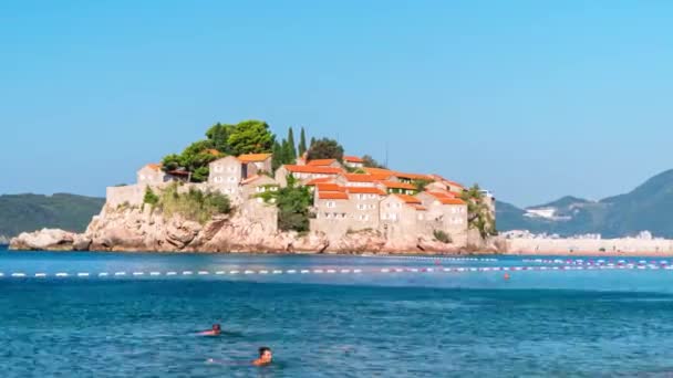 Sveti Stefan island in Montenegro. timelapse — Stock Video