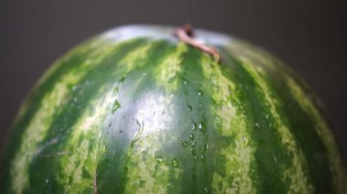 Musluktan gelen soğuk su akıntısının altında karpuz yıkamak. Ağır çekim, kapat.