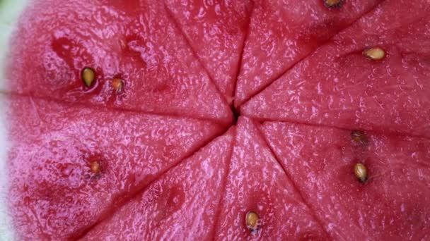 Watermelon flesh close-up. the rotation of the watermelon — Stock Video