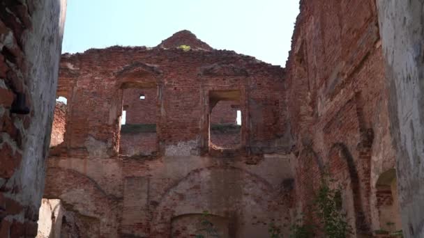 Wit-Rusland Ruzhany. De ravages van het paleis complex Sapeg in Ruzhany — Stockvideo