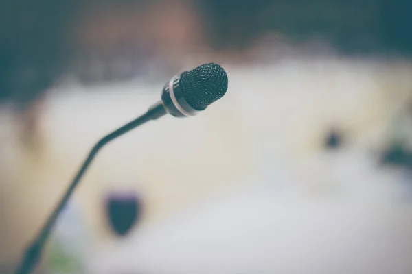 Microphone in the conference room for corporate planning in vintage tone.