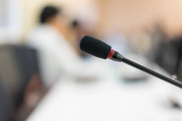 Microphone in the conference room for corporate planning.