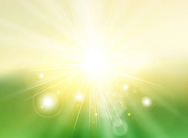 Cielo Con Raggi Luce Solare Crepuscolo Sfumato Verde Gradiente Astratto — Vettoriale Stock